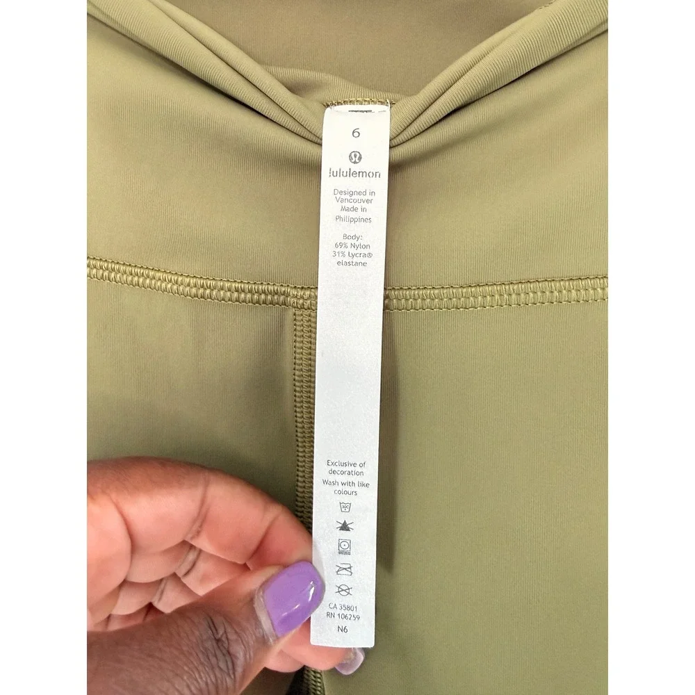 Lululemon Leggings Women's Green Active Workout Gym Stretch Compression Size‎ 6